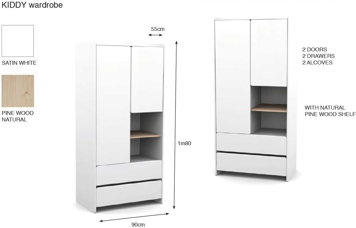 Armoire 2 portes Kiddy - blanc - Image 2