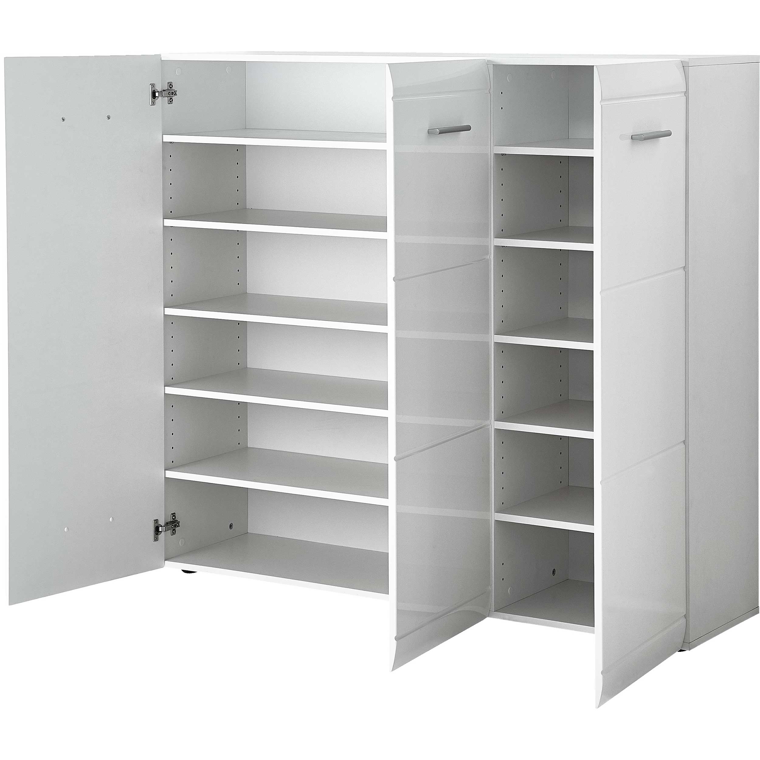 Armoire à chaussures Allan 134cm avec 3 portes - blanc brillant - Image 4