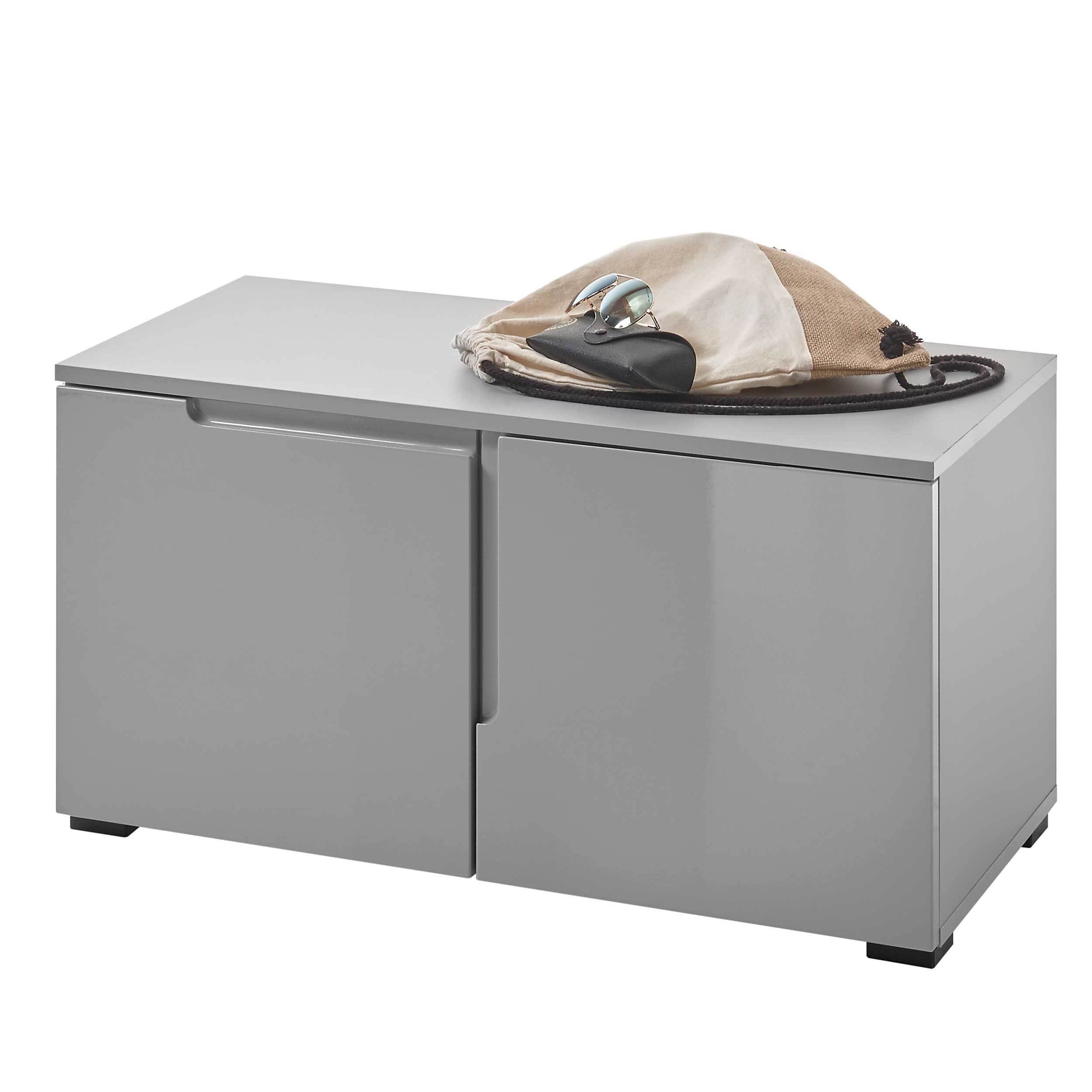 armoire à chaussures avec espace de rangement-gris brillant - Image 3