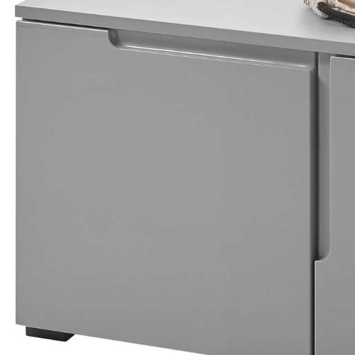 armoire à chaussures avec espace de rangement-gris brillant - Image 4
