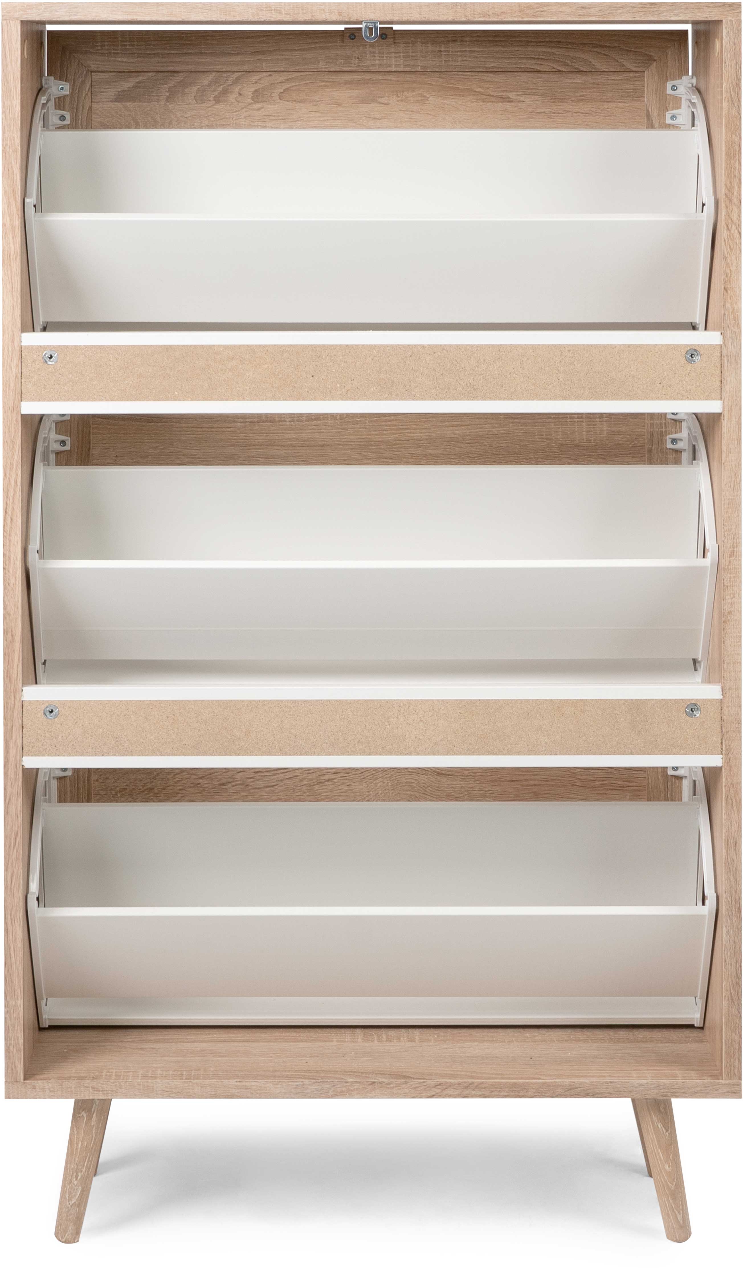 Armoire à chaussures Bilal 70cm 3 portes - chêne/raphia imprimé