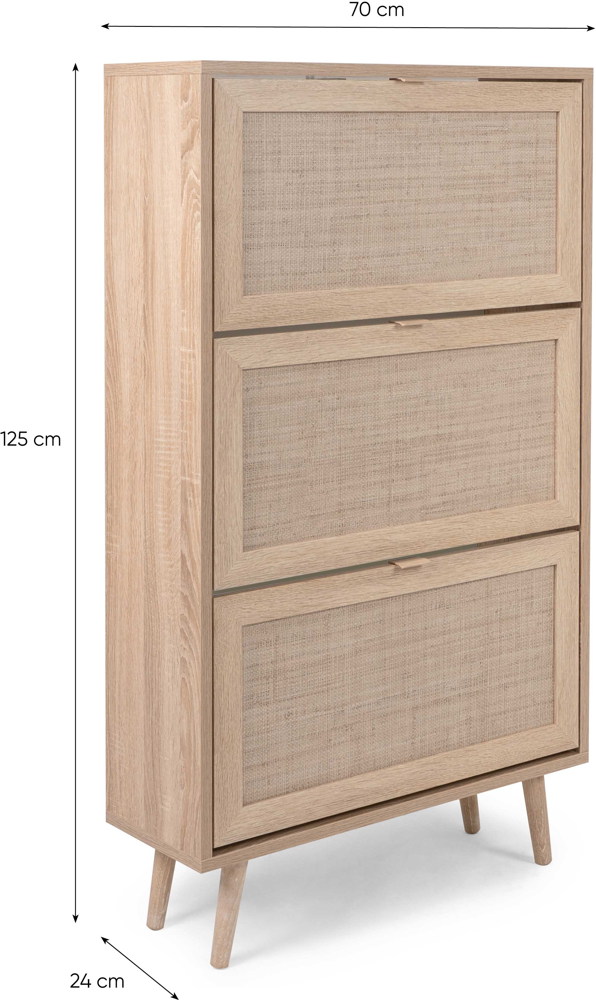 Armoire à chaussures Bilal 70cm 3 portes - chêne/raphia imprimé - Image 2