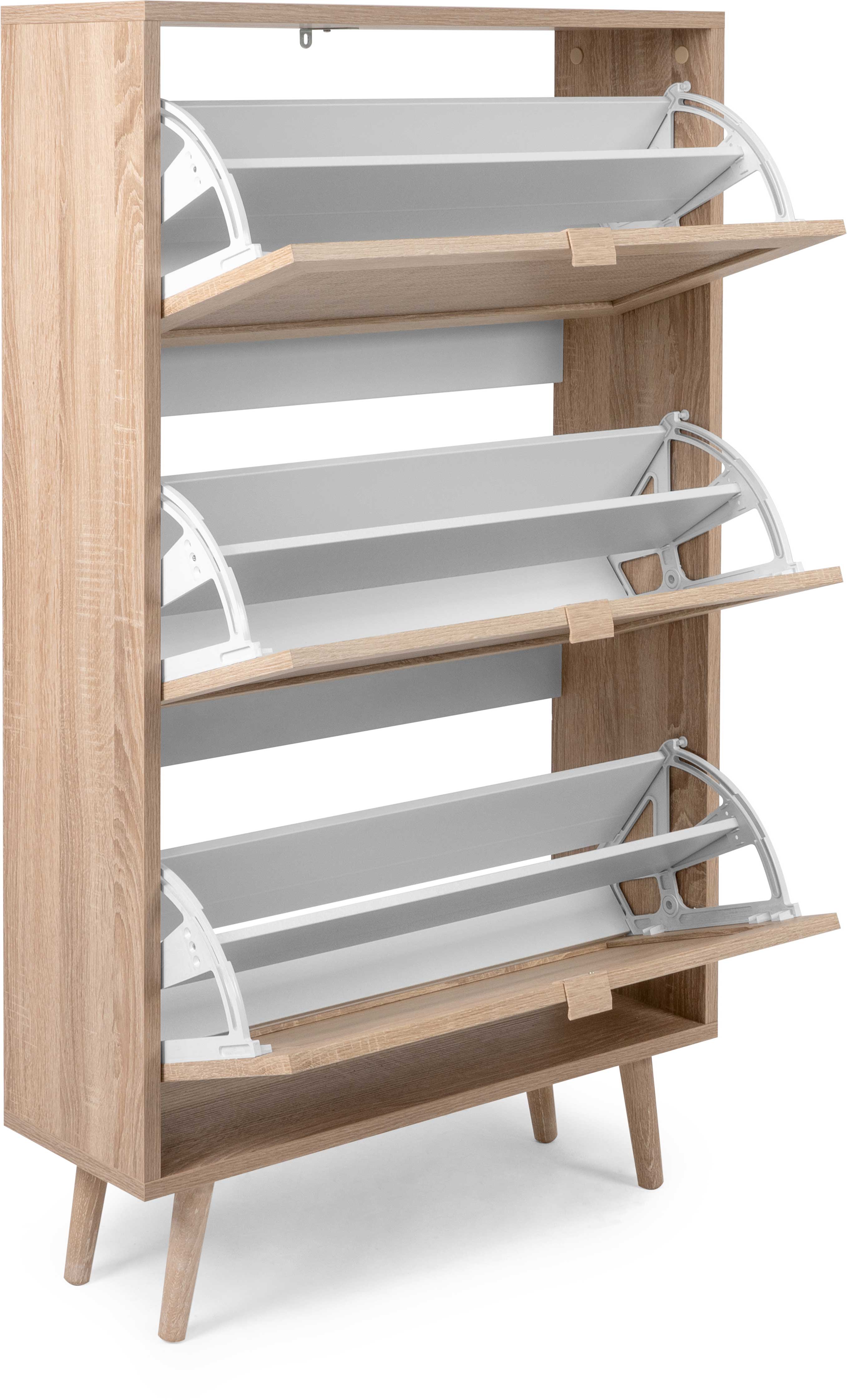 Armoire à chaussures Bilal 70cm 3 portes - chêne/raphia imprimé - Image 6