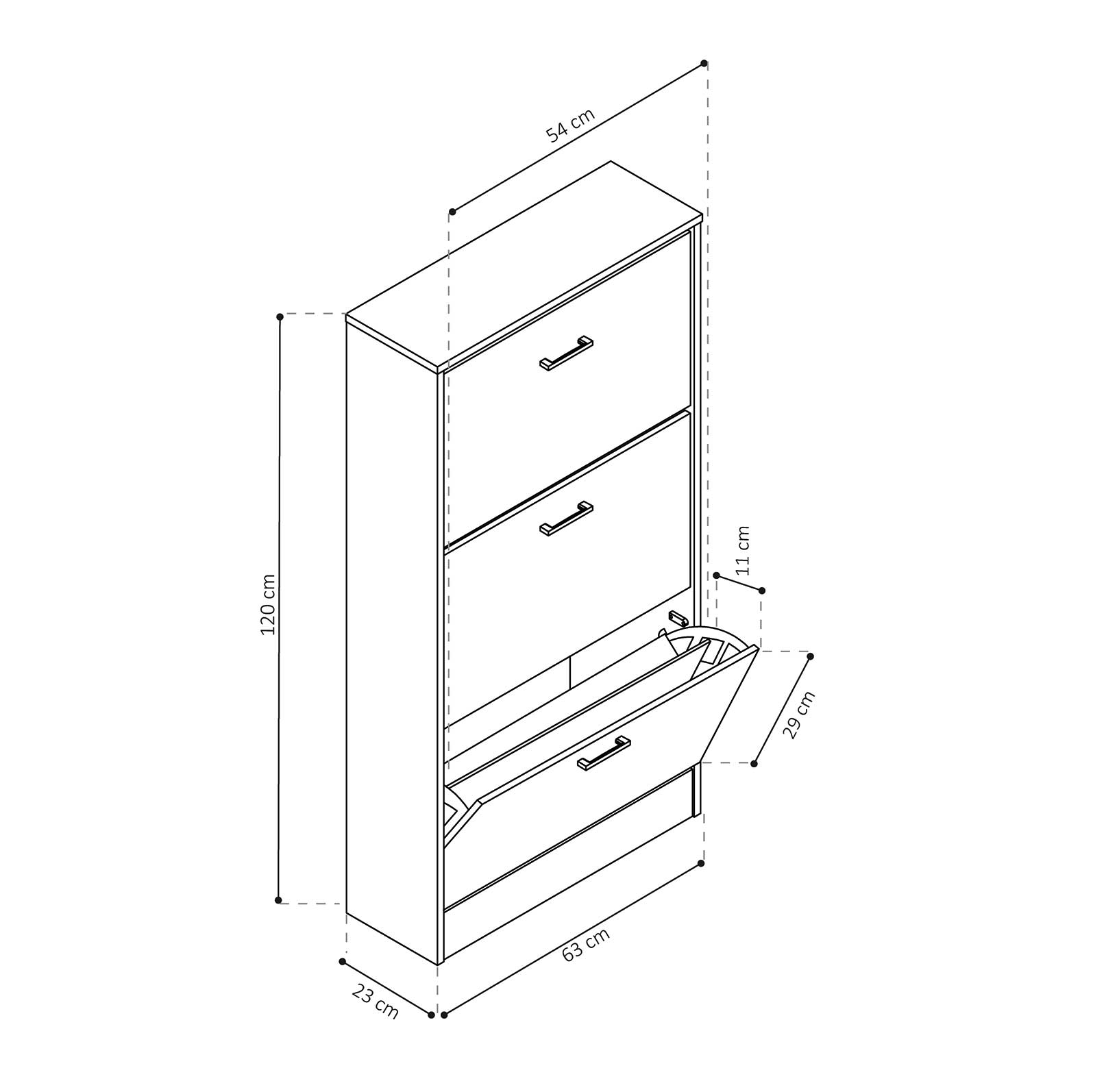 Armoire à chaussures Carini 3 tiroirs - blanc - Image 2