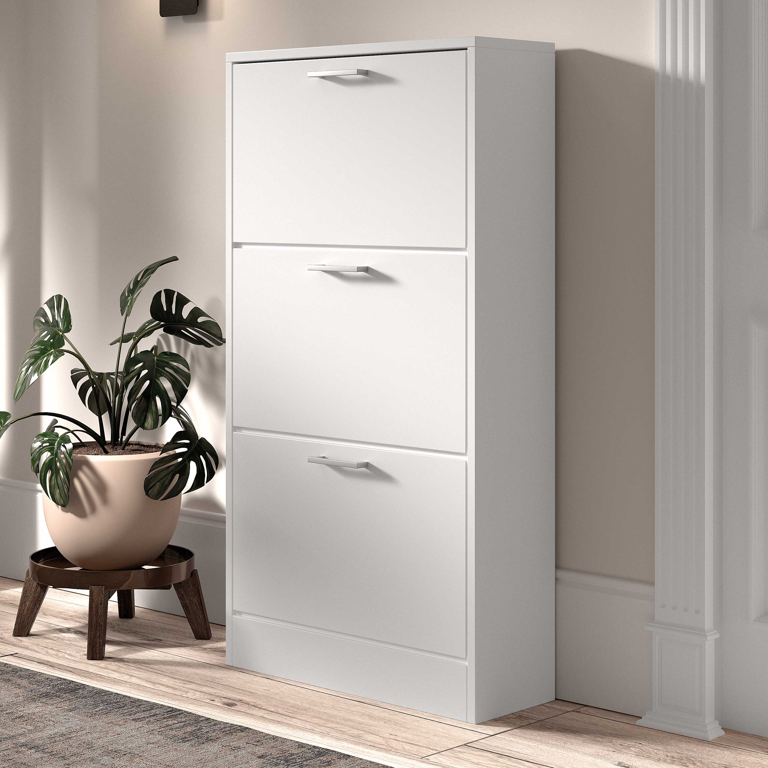 Armoire à chaussures Carini 3 tiroirs - blanc