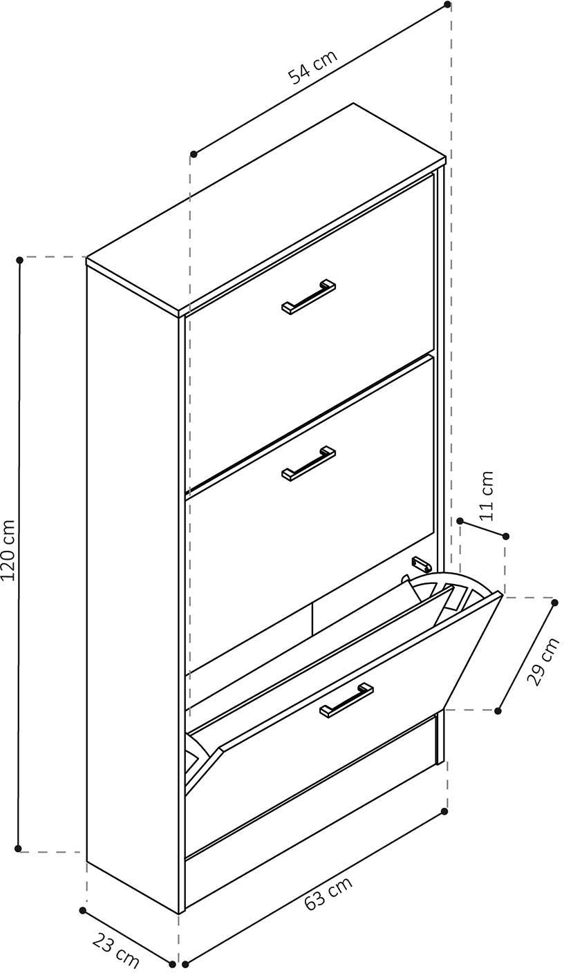 Armoire à chaussures Carini 3 tiroirs - sonoma clair - Image 3
