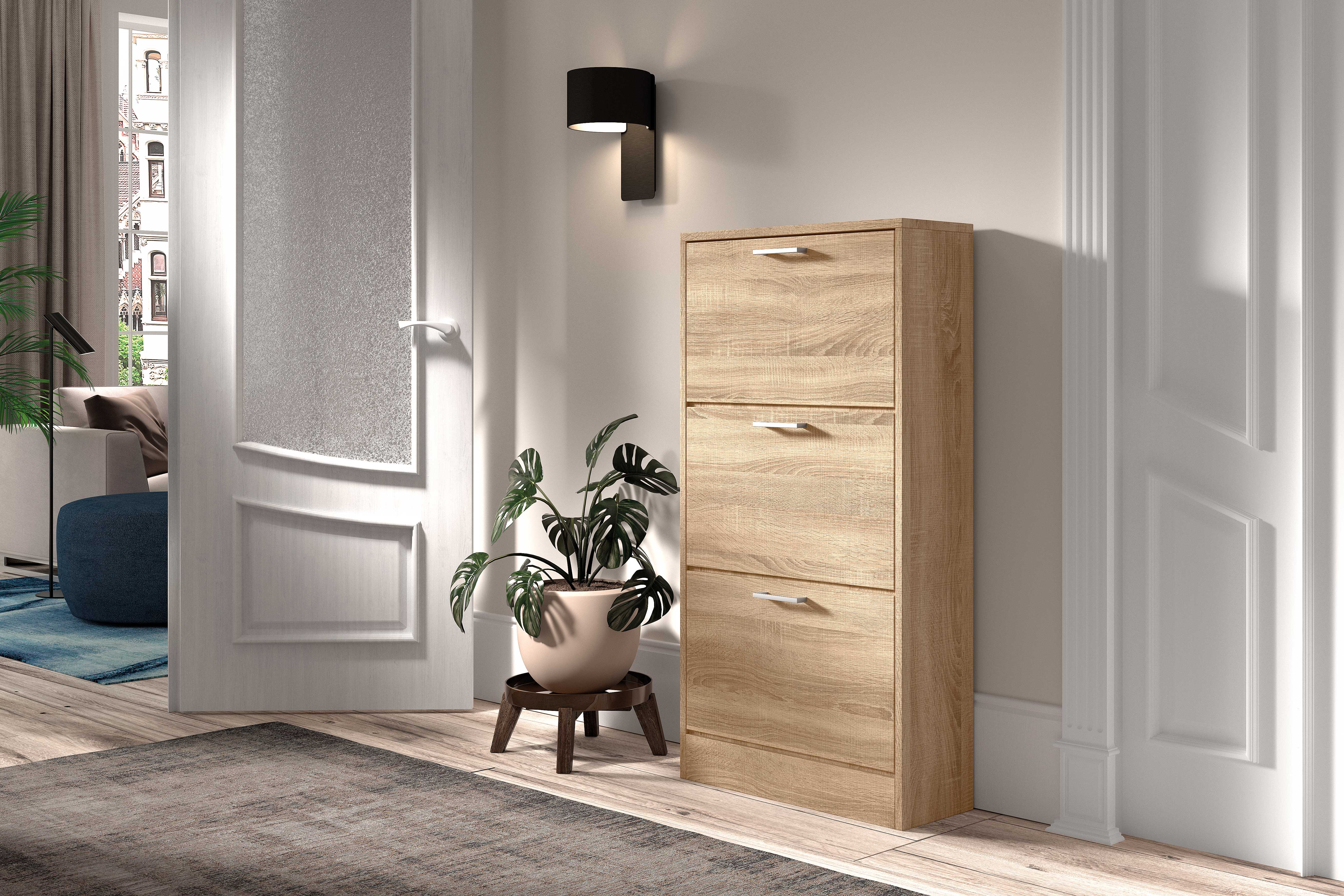 Armoire à chaussures Carini 3 tiroirs - sonoma clair - Image 9