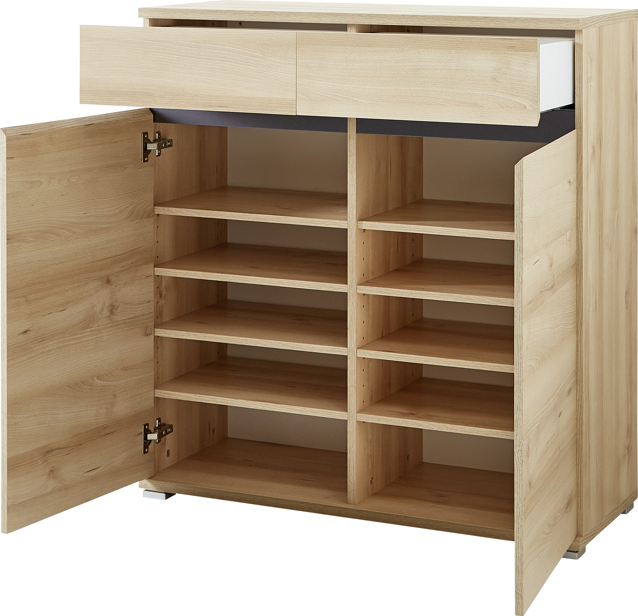 Armoire à chaussures Lissandro 96cm avec 2 portes & 2 tiroirs - hêtre - Image 6