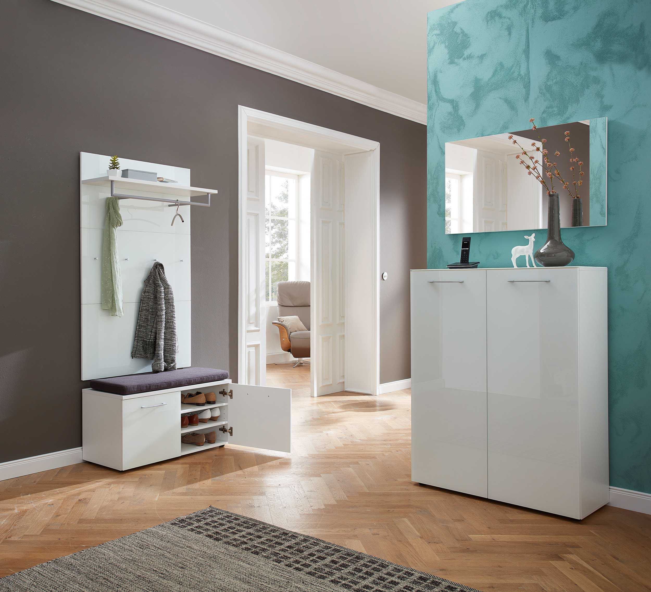 Armoire à chaussures Scifo 97cm avec 2 portes - blanc - Image 3