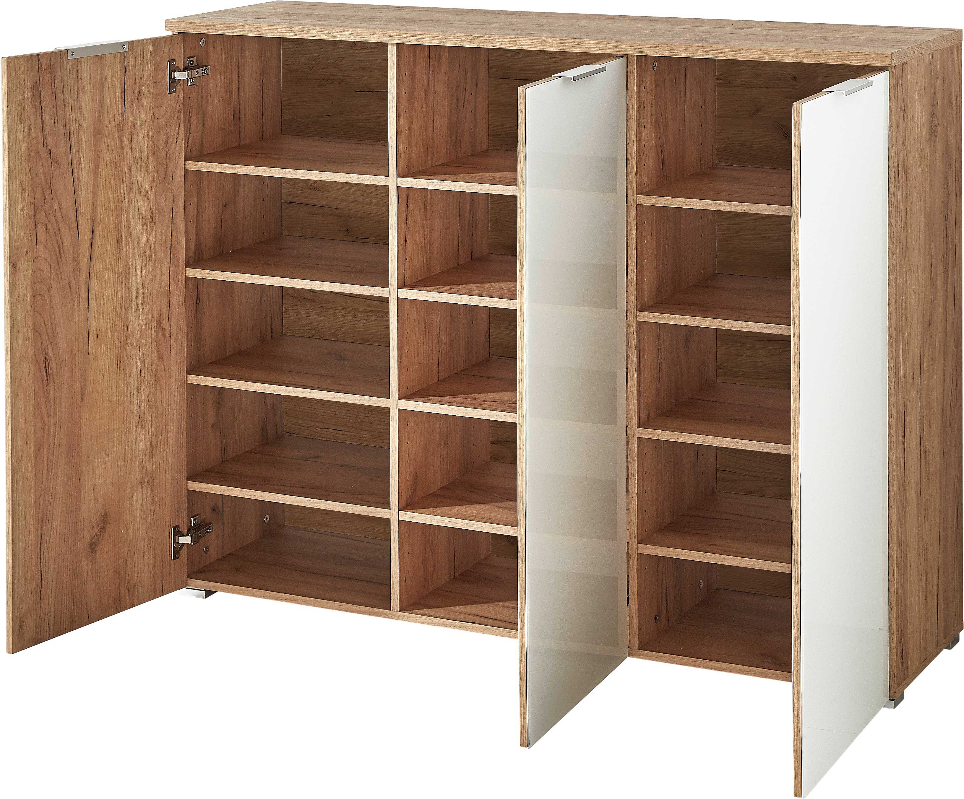 Armoire à chaussures Tille 134cm avec 3 portes - blanc/chêne - Image 5