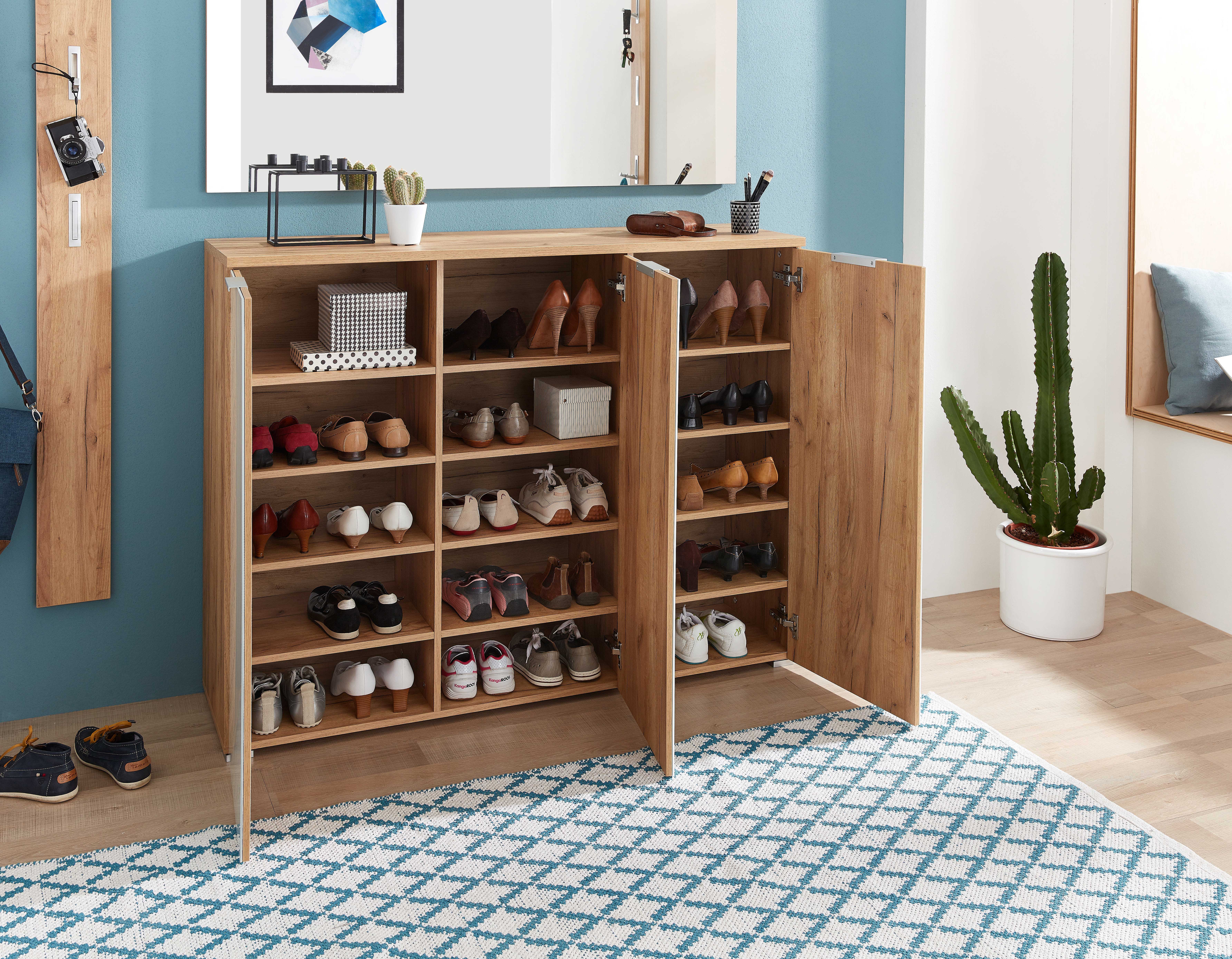 Armoire à chaussures Tille 134cm avec 3 portes - blanc/chêne - Image 6