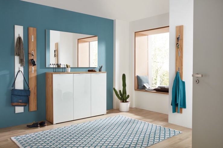 Armoire à chaussures Tille 134cm avec 3 portes - blanc/chêne - Image 9