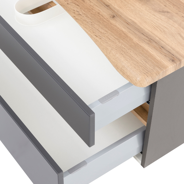 Armoire à lavabo Vikas 101cm 2 tiroirs - anthracite/chêne - Image 10