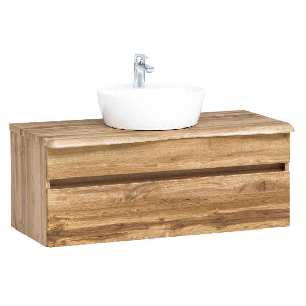 Armoire à lavabo Vikas 101cm 2 tiroirs - chêne - Image 12