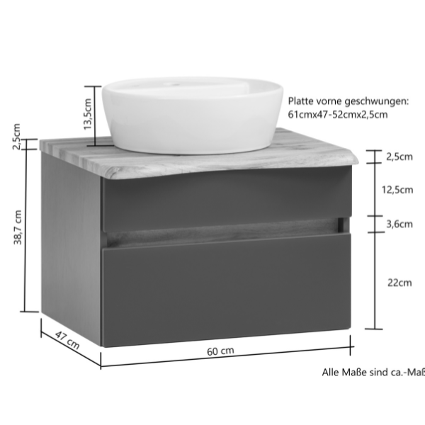 Armoire à lavabo Vikas 61cm 2 tiroirs - chêne - Image 4