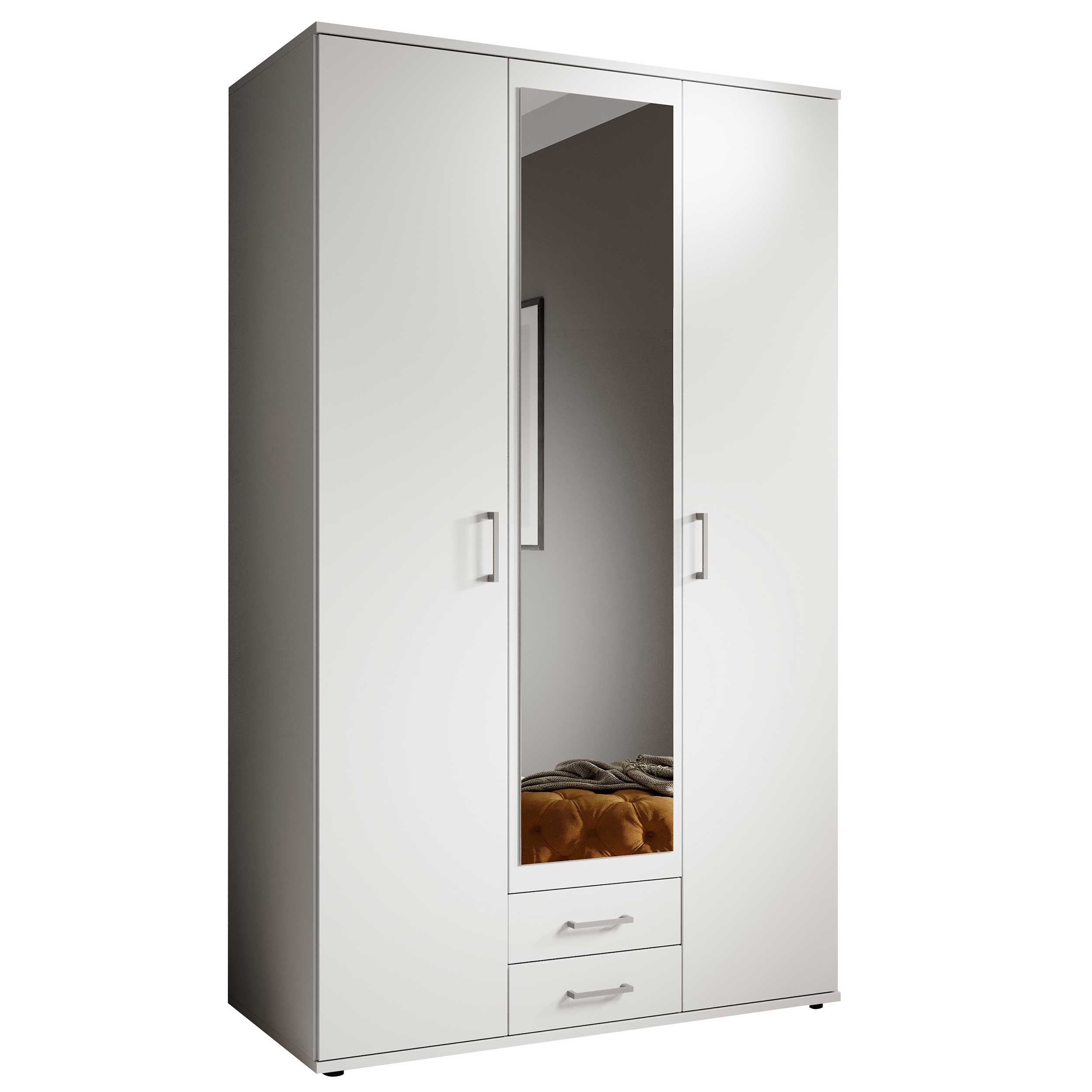Armoire à vêtements Daniela 120cm à 3 portes & 2 tiroirs - blanc - Image 10