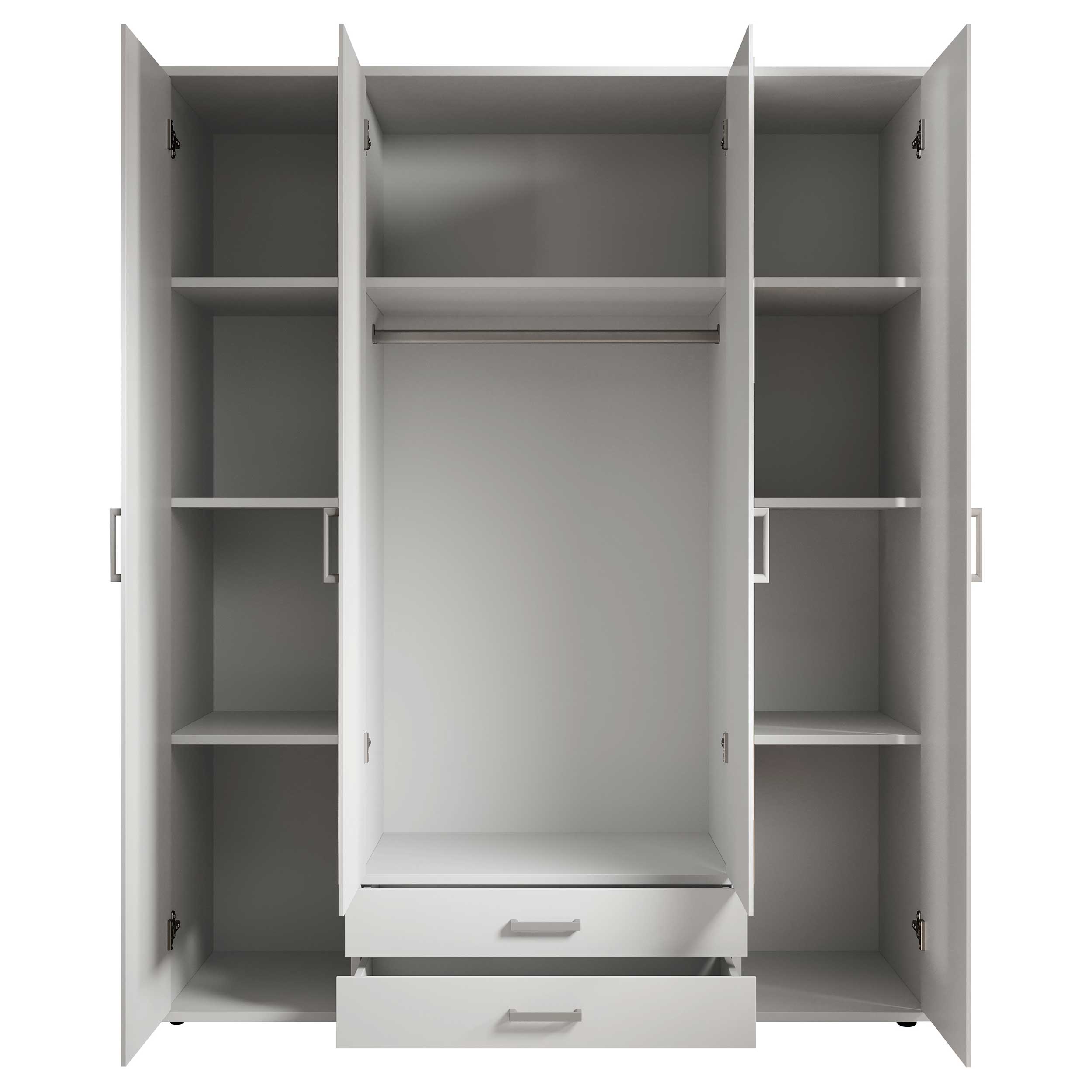 Armoire à vêtements Daniela 160cm à 4 portes & 2 tiroirs - blanc - Image 4