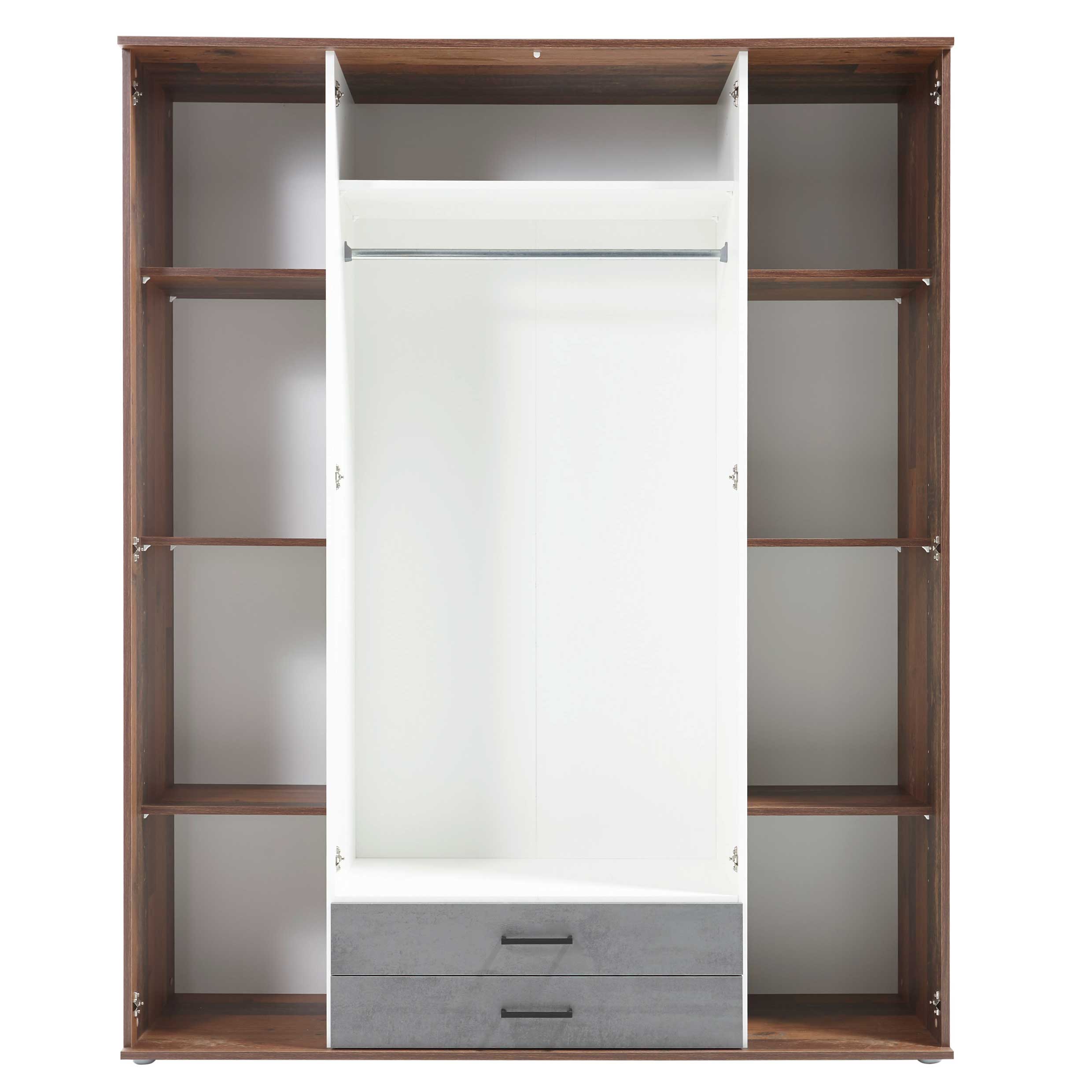 Armoire à vêtements Ellis 160cm à 4 portes & 2 tiroirs - vieux style/béton - Image 4