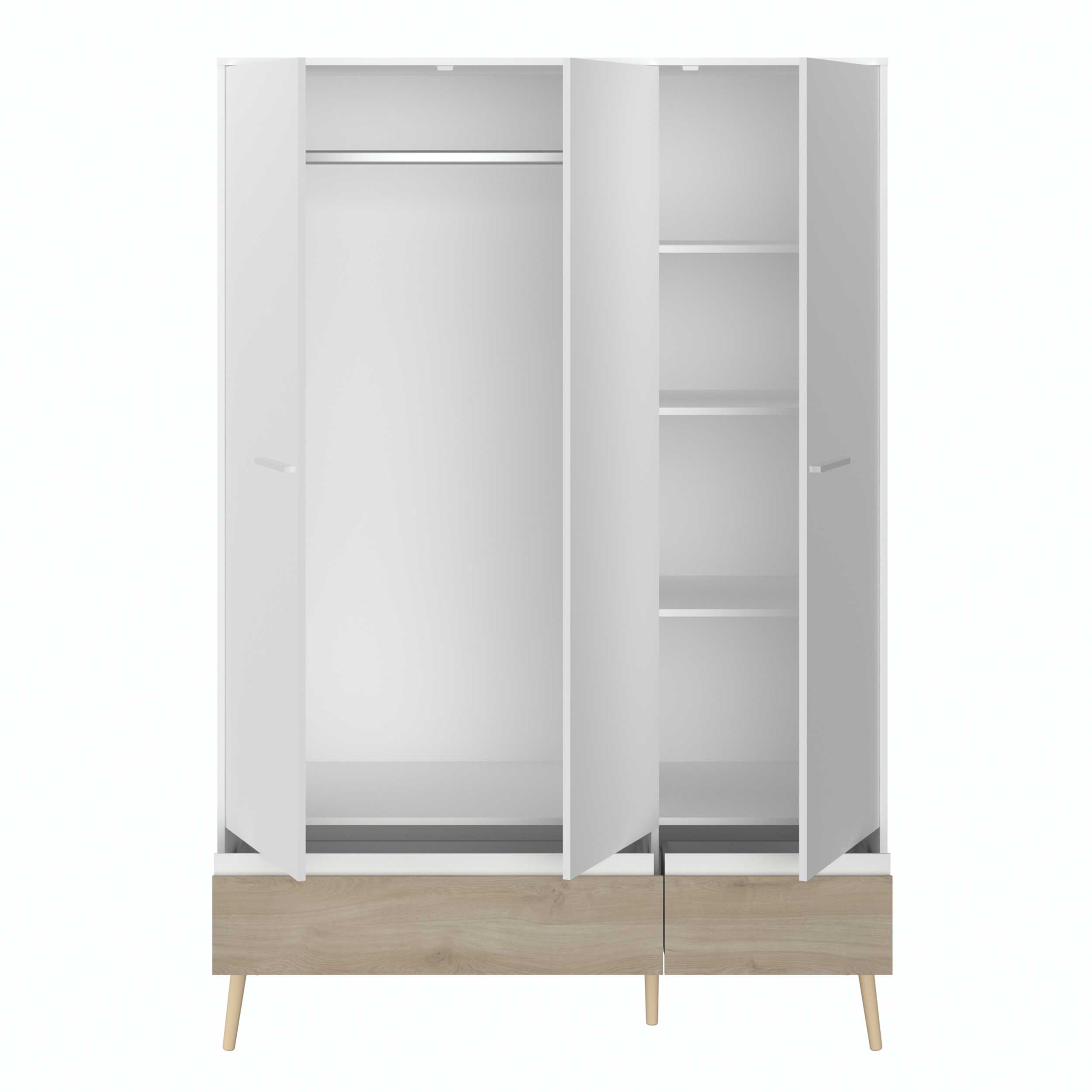 Armoire à vêtements Hardy 135 cm avec 3 portes - blanc/chêne - Image 8
