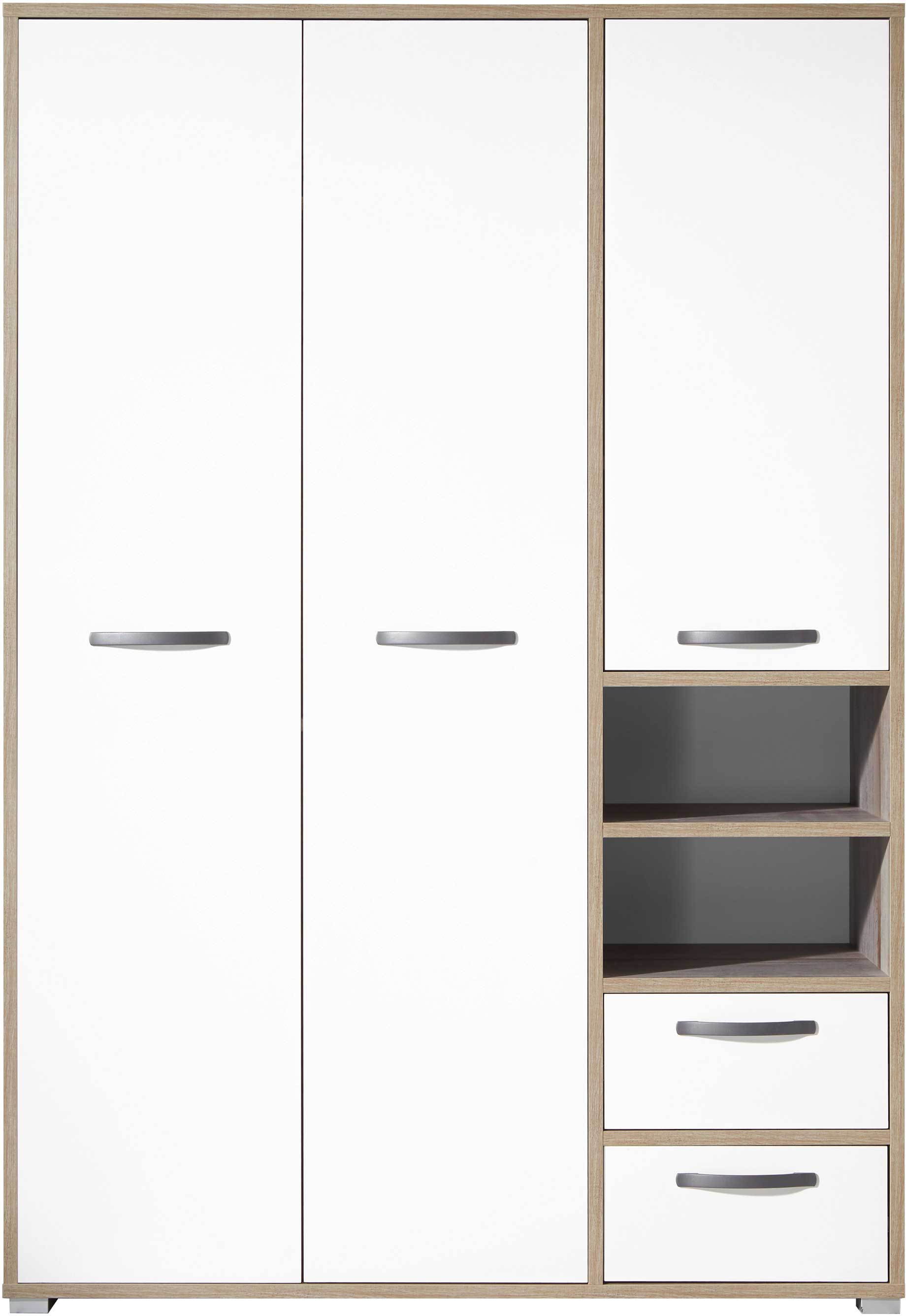 Armoire à vêtements Petrus 138cm 3 portes & 2 tiroirs - blanc/bois flottant - Image 3