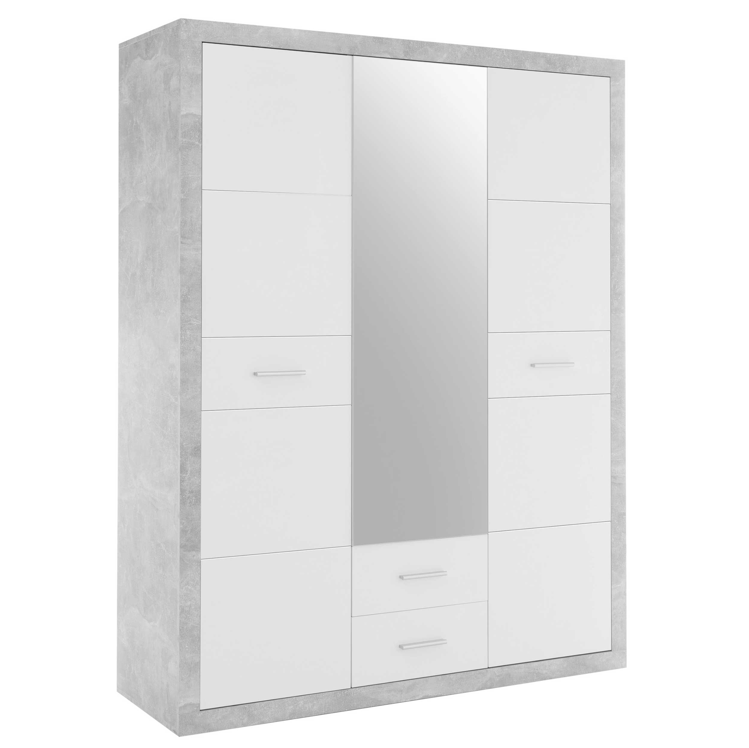 Armoire à vêtements Storck 151cm 3 portes & 2 tiroirs - béton/blanc - Image 10