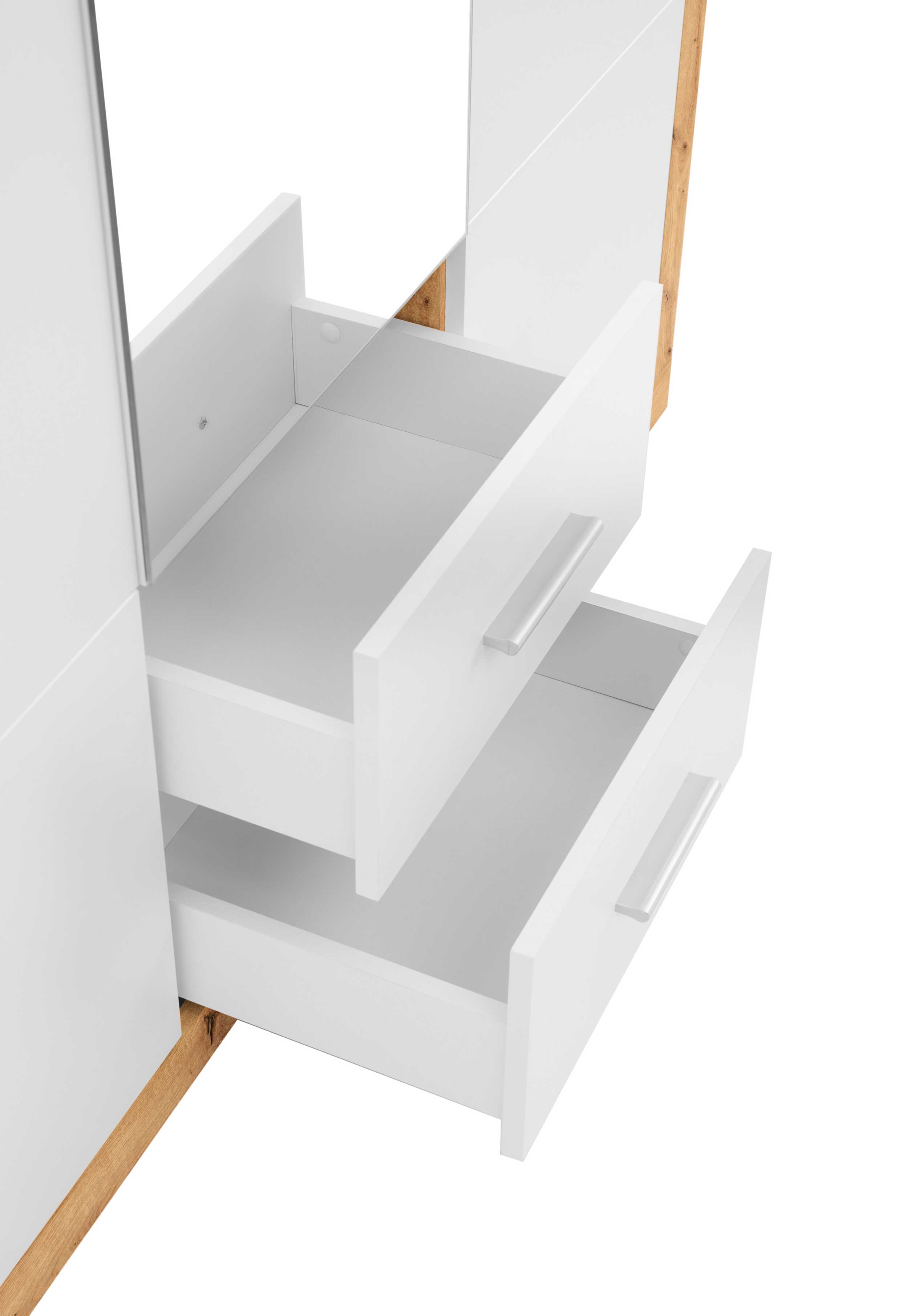 Armoire à vêtements Storck 151cm 3 portes & 2 tiroirs - chêne artisan/blanc - Image 3