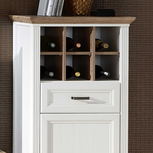 Armoire à vin Samine 66cm pour 6 bouteilles 1 porte & 1 tiroir - blanc/chêne - Image 5