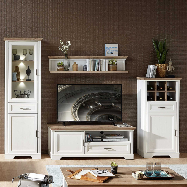 Armoire à vin Samine 66cm pour 6 bouteilles 1 porte & 1 tiroir - blanc/chêne - Image 6