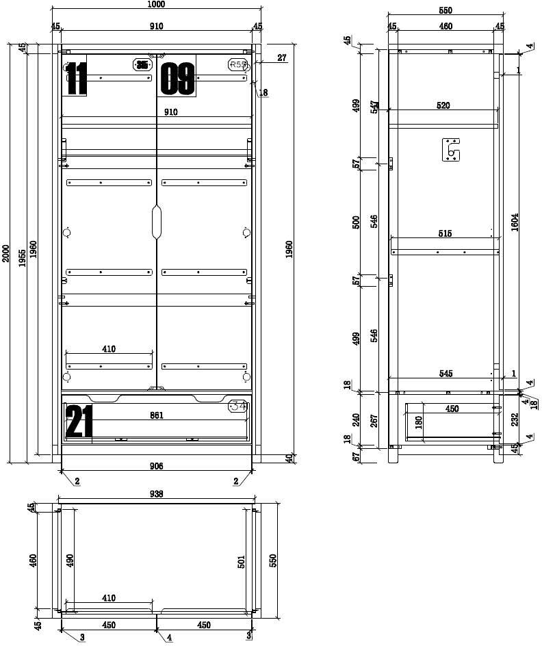 Armoire Alex 2 portes - pin/noir - Image 2