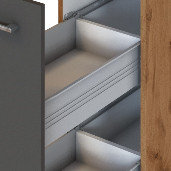 Armoire apothicaire Sorrella 30cm 2 tiroirs - anthracite/chêne - Image 5