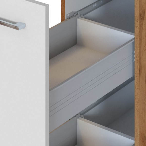 Armoire apothicaire Sorrella 30cm 2 tiroirs - blanc/chêne - Image 5