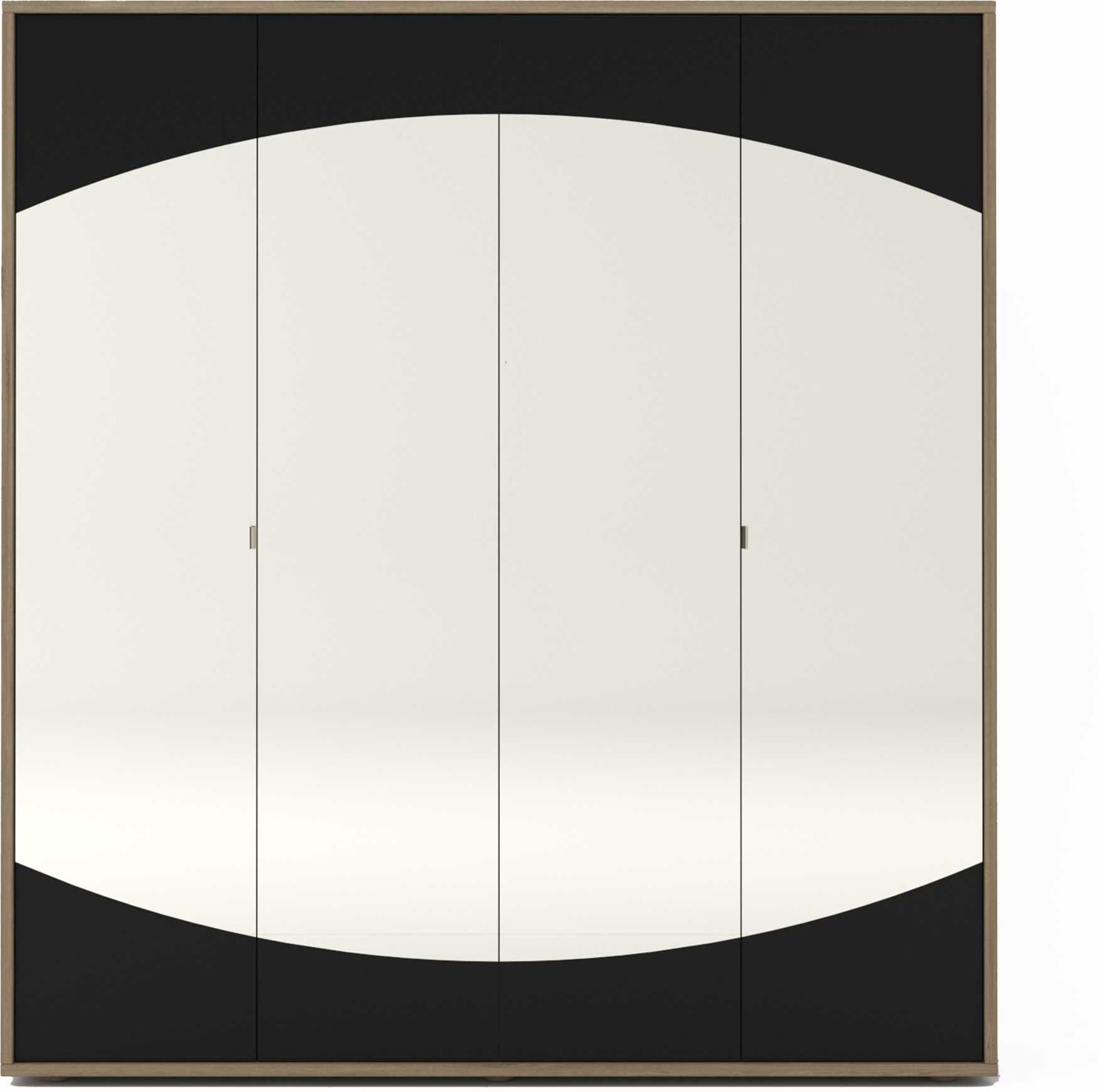 Armoire Avalon 200cm avec miroir 4 portes - chêne/noir - Image 4