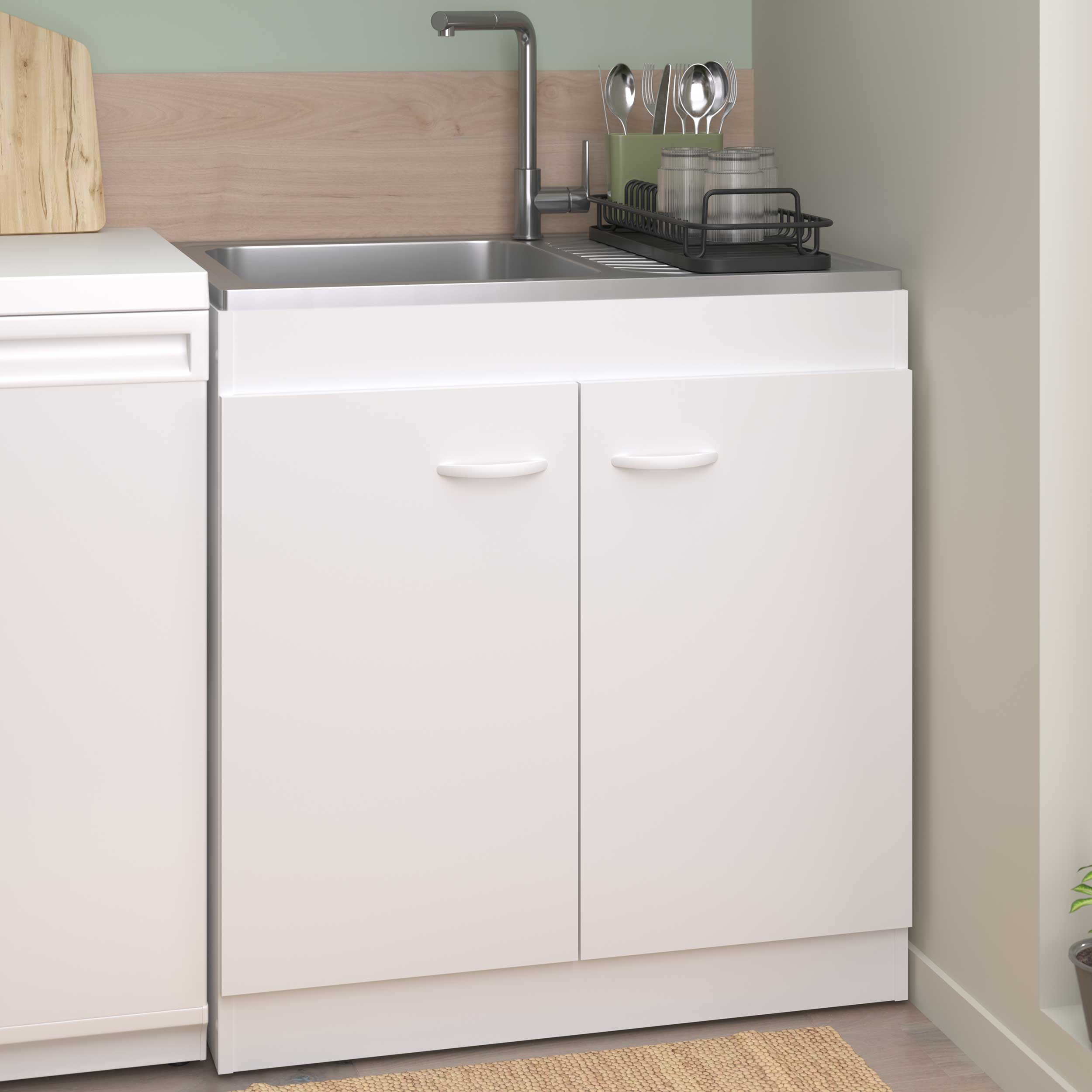 Armoire basse pour évier avec 2 portes (80 cm).