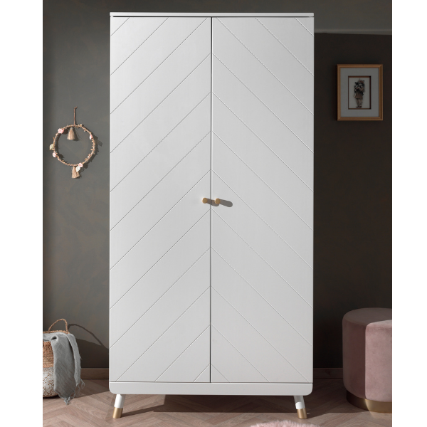 Armoire Billy 2 portes MDF - blanc/or - Image 1