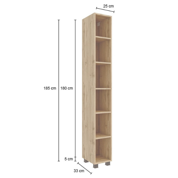 Armoire colonne ouverte Malvo 25cm 5 étagères - chêne - Image 4