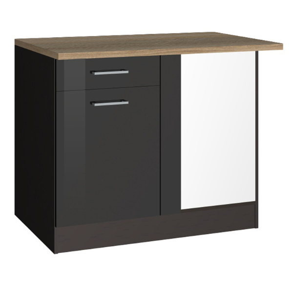 Armoire d'angle Ragnar 110cm avec porte & tiroir - anthracite brillant/chêne - Image 1