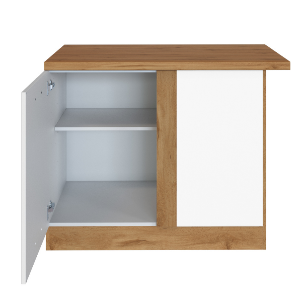 Armoire d'angle Sorrella 110cm 1 porte - blanc/chêne - Image 7