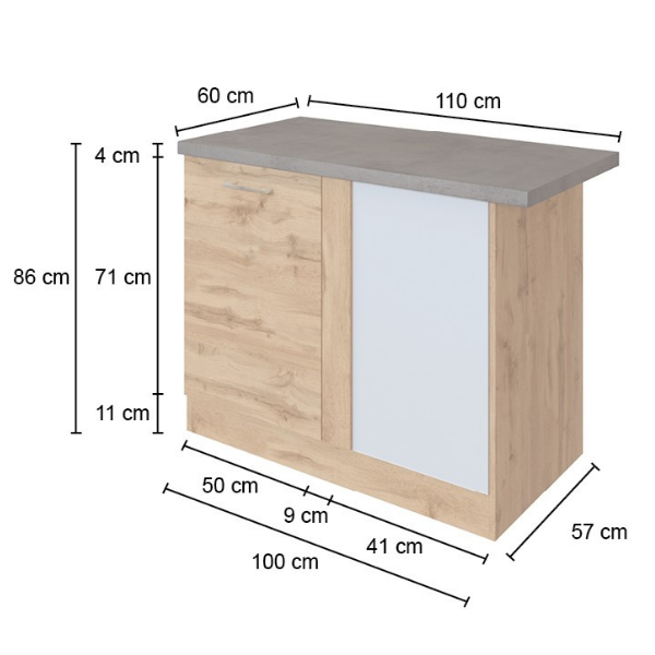 Armoire d'angle Sorrella 110cm 1 porte - chêne/béton - Image 5