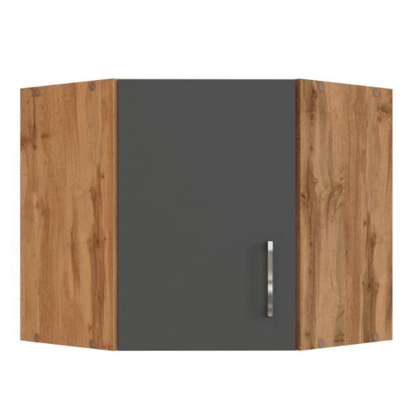 Armoire d'angle Sorrella 60cm 1 porte - anthracite/chêne - Image 1