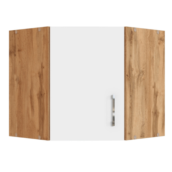 Armoire d'angle Sorrella 60cm 1 porte - blanc/chêne - Image 1