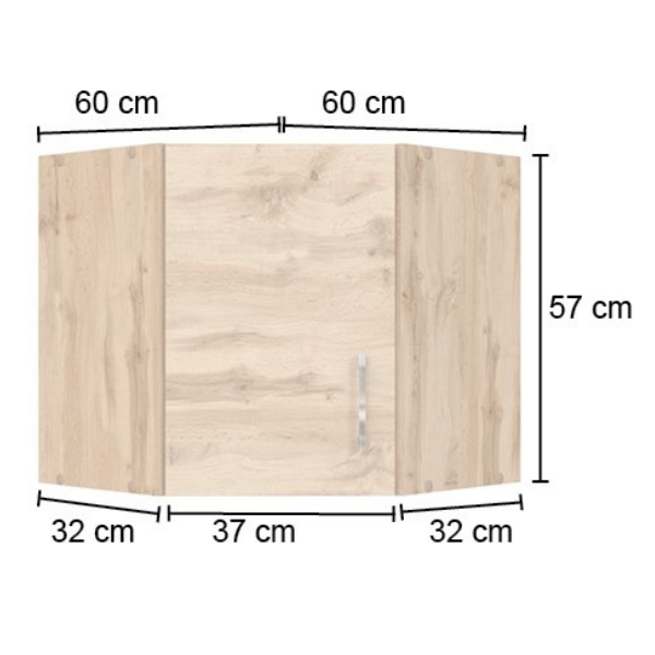 Armoire d'angle Sorrella 60cm 1 porte - chêne/graphite - Image 2