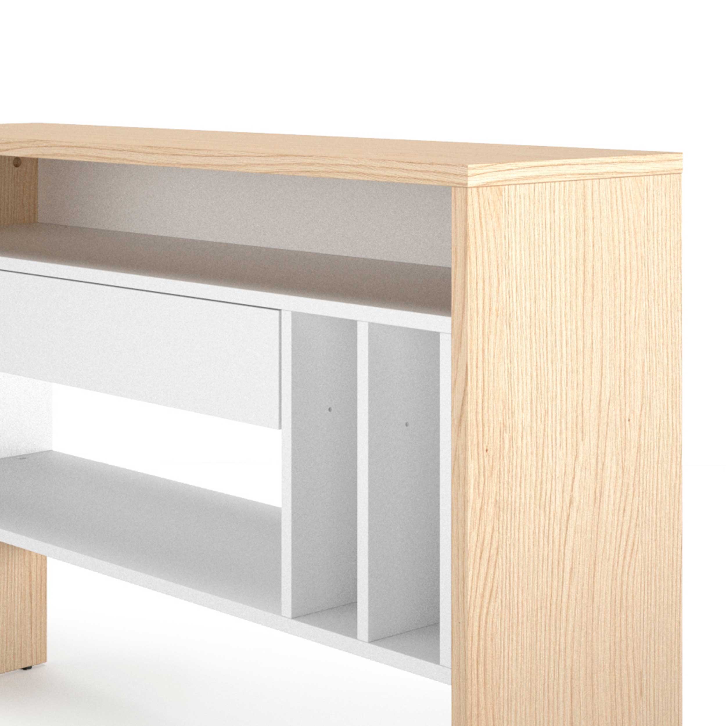 Armoire d'appoint Keros 120cm à 1 tiroir - chêne/blanc - Image 4