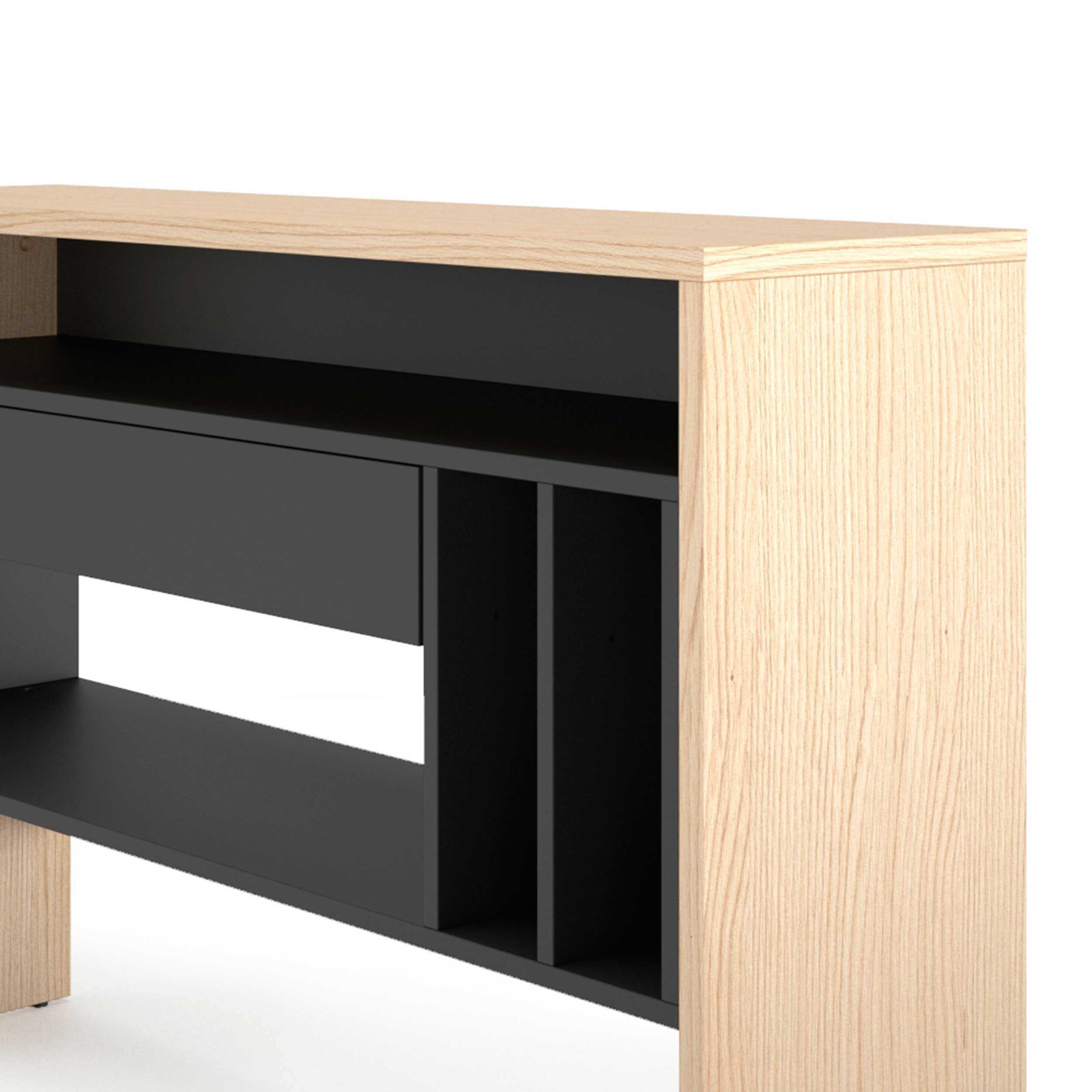 Armoire d'appoint Keros 120cm à 1 tiroir - chêne/noir - Image 5