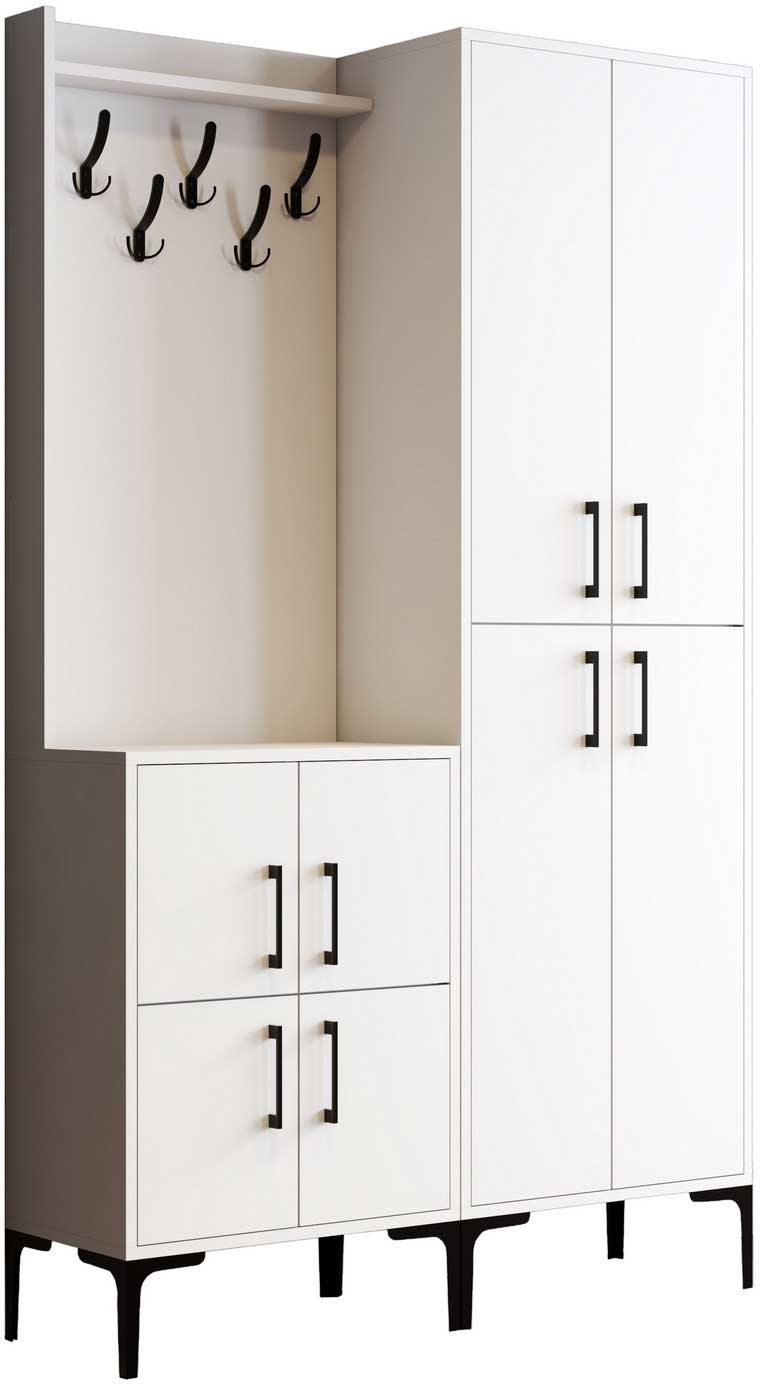 Armoire d'entrée - 150x35x200cm - 8 portes - blanc - Image 7