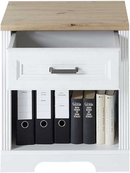 Armoire de bureau Samine avec tiroir de rangement - blanc/chêne - Image 4