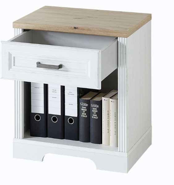 Armoire de bureau Samine avec tiroir de rangement - blanc/chêne