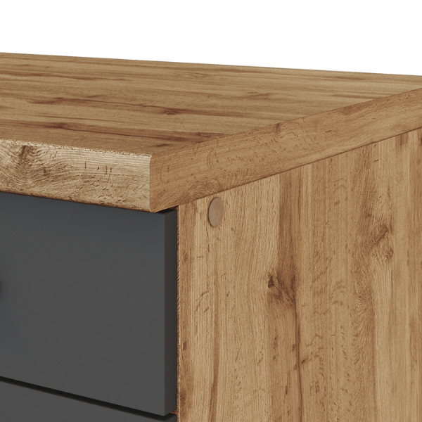 Armoire de cuisine pour plaque cuisson Sorrella 3 tiroirs - anthracite/chêne - Image 6