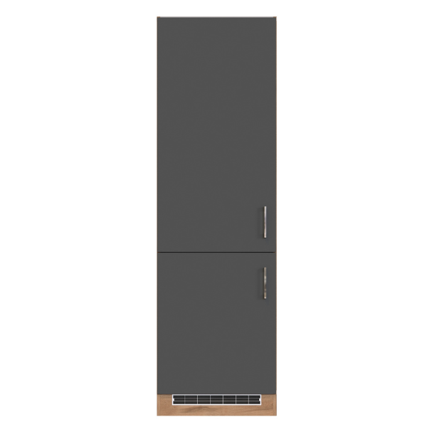 Armoire de cuisine pour réfrigérateur et congélateur - anthracite/chêne - Image 9