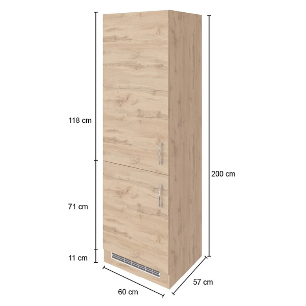 Armoire de cuisine pour réfrigérateur et congélateur - blanc/chêne - Image 5