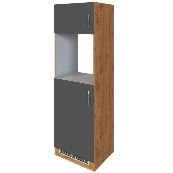 Armoire de cuisine pour réfrigérateur et four Sorrella 2 portes - anthracite/chêne - Image 1